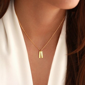 Initial Tag Necklace Gold | Gold Kids Initials Charm Necklace | New Mom Gift | Everyday Layering Letter Necklace