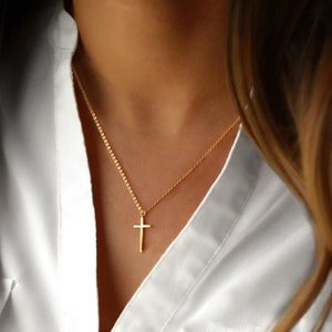 Dainty Cross Pendant Necklace | Gold, Silver Rose Gold Cross Necklace | Cross Charm Necklace | Small Cross Necklace | Religious Jewelry Gift