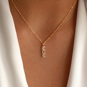 Colar para nova mãe | Ouro | Prata | Presente para mãe com zircônia cúbica | Colar para mamãe | Presente de empurrão | Colar para chá de bebê | Presente para futura mamãe | Presente para gravidez