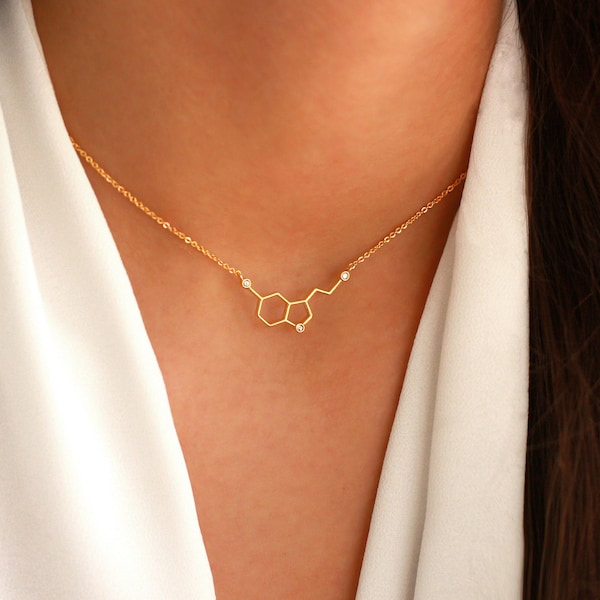 Serotonin Necklace | Molecule Jewelry | Atom Necklace | Science Necklace | Chemistry Necklace | Molecule Necklace | Element Necklace