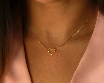 Dainty Heart Necklace, Heart Choker, Heart Necklace, SILVER Heart Jewelry, Small Heart Necklace, GOLD Heart Necklace, Gift for Mom Gift Wife