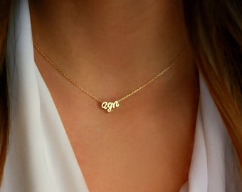 Lowercase Initial Necklace | Tiny Initials Necklace | MOM Gift | Grandma Gift | Dainty Lowercase Initial Necklace, GOLD, ROSE Gold, Silver