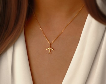 Airplane Necklace | Gold | Airplane Jewelry | Jet Necklace | Travel Necklace | Dainty Necklace | Plane Pendant Necklace | Gift for Traveler