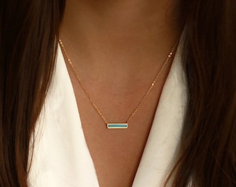 Turquoise Bar Necklace Gold | Turquoise Necklace | Moissanite Necklace | Protection Necklace | Best Friend Gift | Turquoise Jewelry