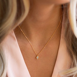 Dainty Round Gold Solitaire Necklace | Bezel Solitaire Necklace CZ Gold | Bride Necklace | Bridesmaid Proposal Jewelry Gift | CZ Necklace