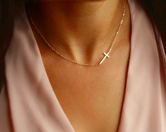 Sideways Cross Necklace, Cross Necklace Gold, Side ways Cross Necklace, Sideways Cross GOLD, Sideways Cross SILVER, Sideways Cross ROSE Gold