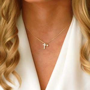 Mini Cross Necklace | Small Cross Necklace | Gold, Silver, Rose Gold Cross Necklace | confirmation gifts for girls | Dainty Cross Necklace