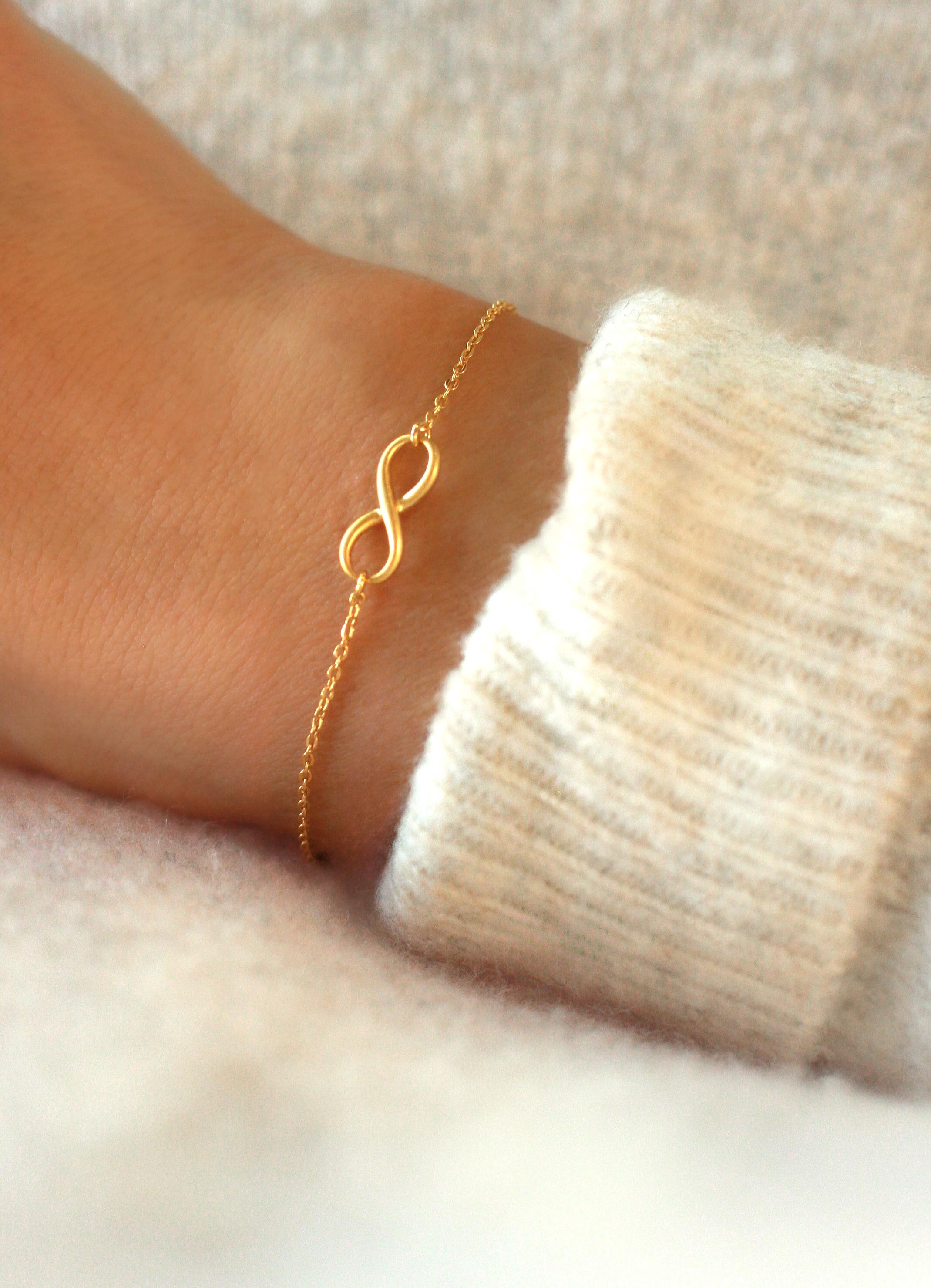 Bracelet Chaîne De Main Symbole Infini - Argenté Ou Doré, Alliage Zinc - Neuf Avec étiquettes