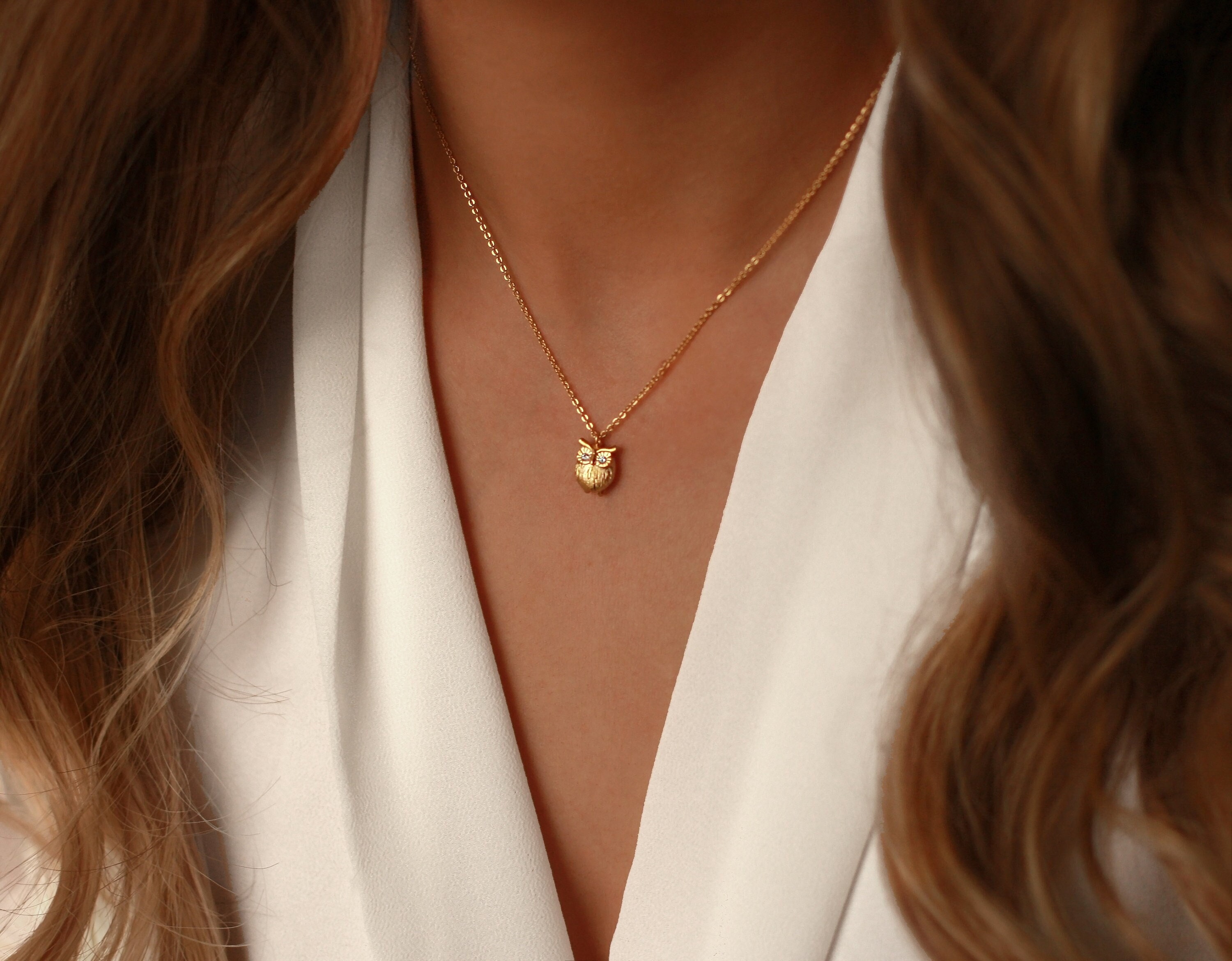Owl Necklace Gold | Silver Owl Jewelry | Dainty Owl Pendant Necklace | Protection Necklace | Totem N