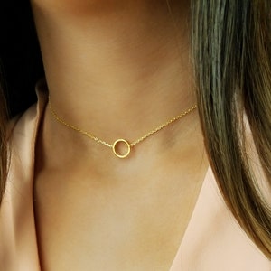 Open Circle Necklace | Gold | Silver | Rose Gold Circle Necklace | Circle Choker | Tiny Circle Necklace | Karma Necklace | Gift for Her