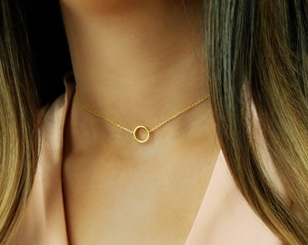 Open Circle Necklace | Gold | Silver | Rose Gold Circle Necklace | Circle Choker | Tiny Circle Necklace | Karma Necklace | Gift for Her