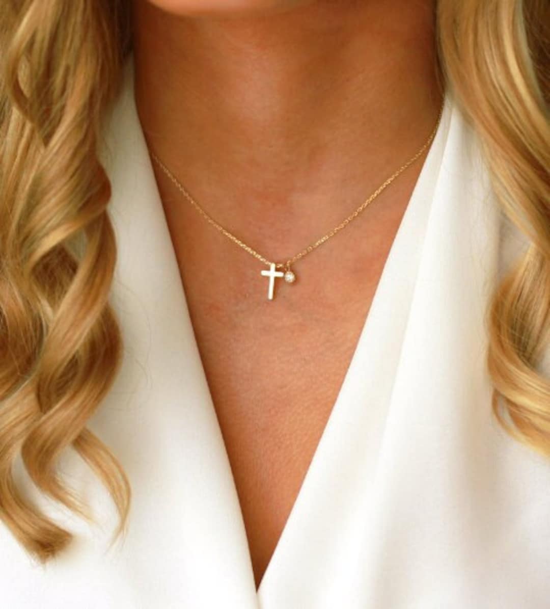 Mini Cross Necklace Small Cross Necklace Gold, Silver, Rose Gold Cross