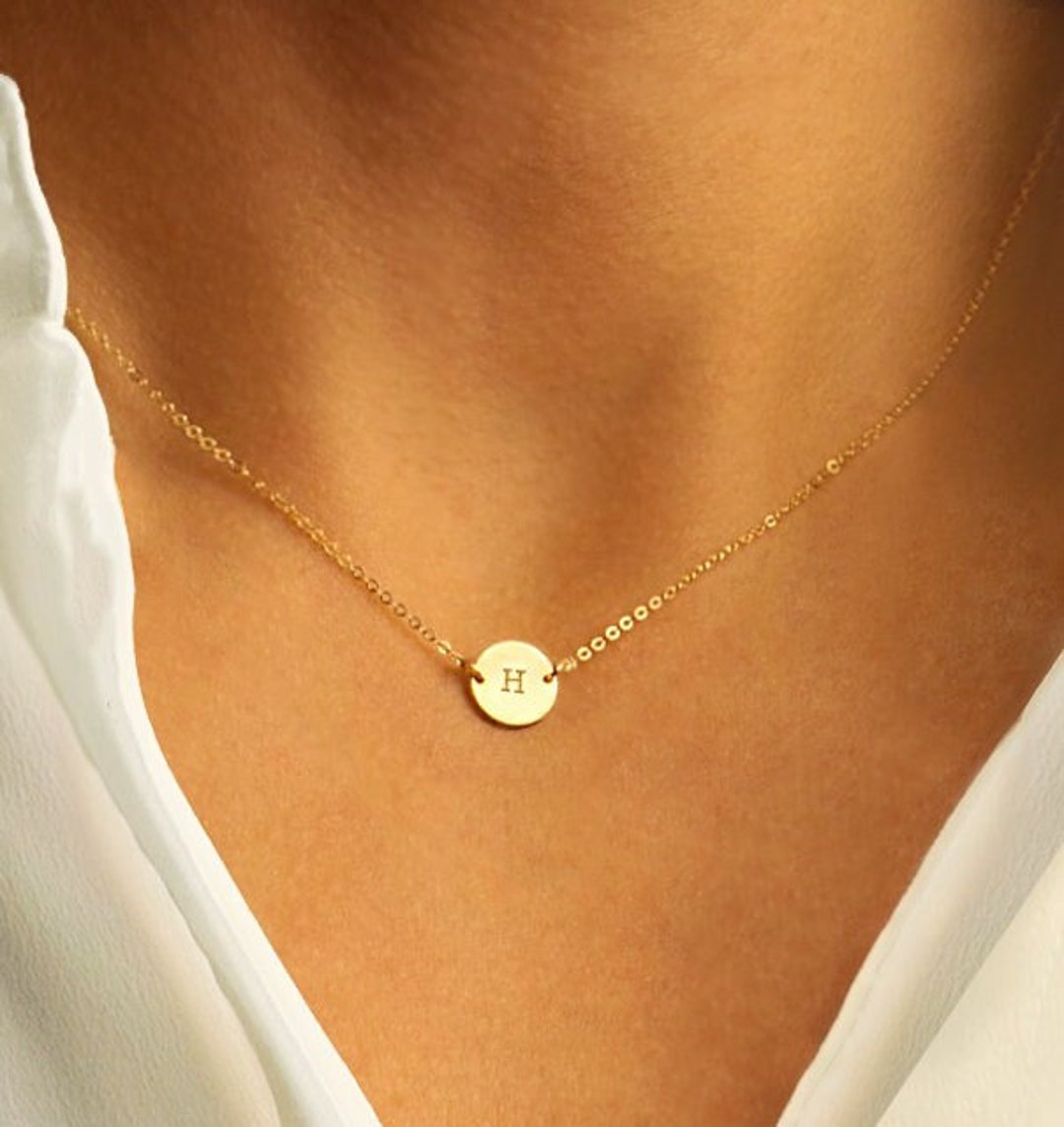Collier pièce de monnaie monogramme Collier cercle lettres