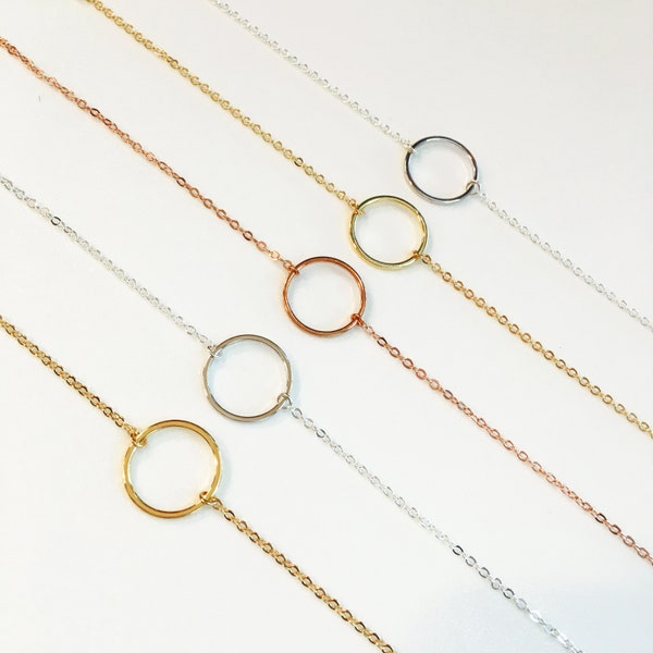 Dainty Circle Necklace | Circle Choker Necklace | Open Ring Necklace | Minimal Outline Charm Choker | Sister Necklace | Layering Necklace