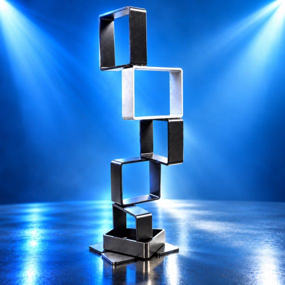 Abstract metal sculpture Handmade Geometric Steel Art Minimalist Interior Decor