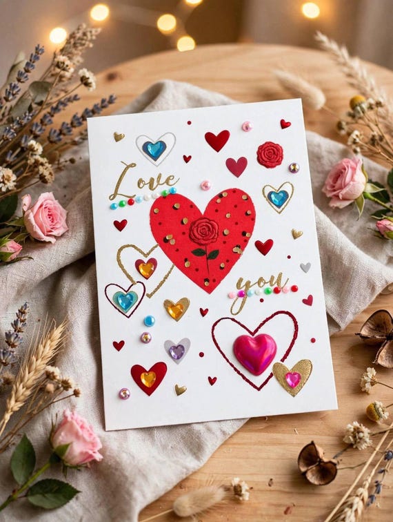 Heart Love Greeting Card, Romantic Anniversary Valentine, Special Person Message