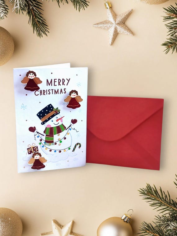 Handmade 3D Angel Christmas Pop Up Card, Festive Holiday Greeting