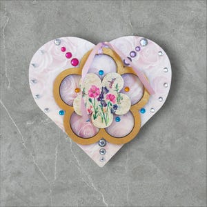 Hearth shaped Greeting Card personalized design Flower Blank Card Mothers Day Card Birthday Gift Present Ideas