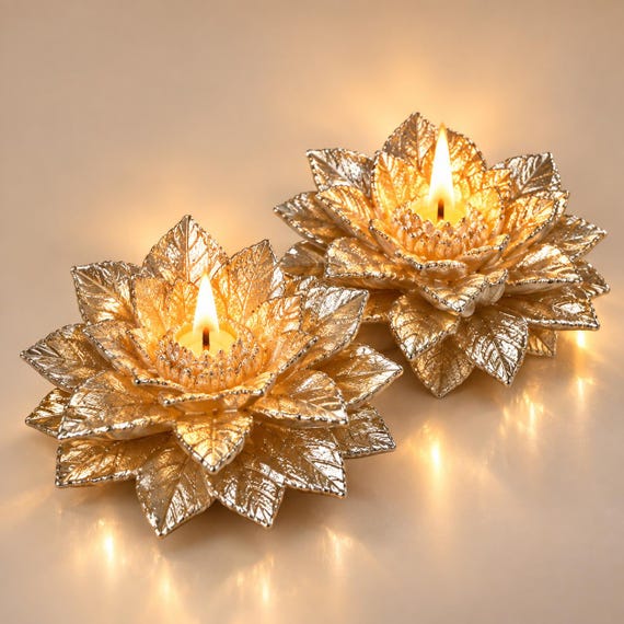 Christmas Peony Candle Set of 2 Scented Soy Flower Candles Holiday Table Decor Handmade Christmas Gift