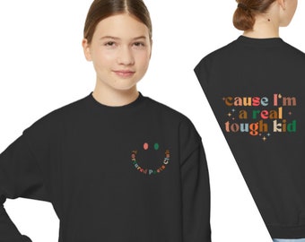 Kids I Can Do It With A Broken Heart Youth Crewneck Sweatshirt Front and Back Print