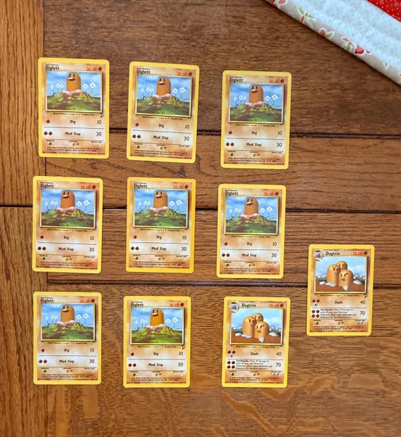 Pokemon Diglett and Dugtrio trading cards Lot of 10, 1999 and 1999-2000 ,  (L)