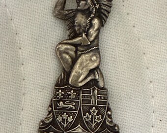 Spoon, Vintage 1900-1940s  Souvenir Canadian chief/ maple leaf collectible spoon