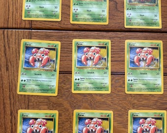 Pokemon Paras and Parasect, lot of 9 , 1999 and 1999-2000 (X)