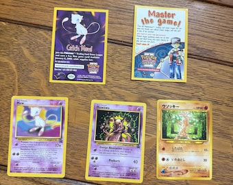 Pokémon Trading cards plus, Lot of 5. Mew, Mewtwo plus Japanese and other cards 1999 and 1999-2000, (P)1
