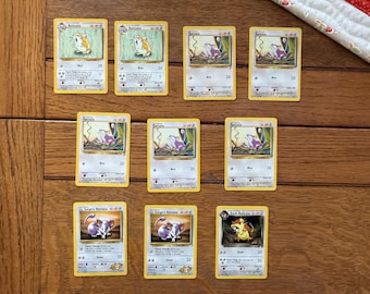 Pokemon Rattata and Raticate Lot of 10, 1999 and 1999-2000, (A)1