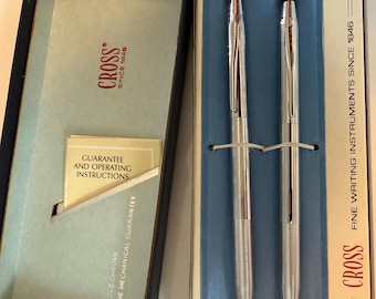 Vintage 1975 Chrome Style 3501 Cross Pen and Mechanical Pencil in box