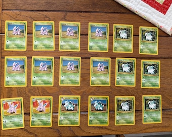 Pokemon Trading Cards, Male  and Female Nidoran. 1999 and 1999-2000 , Lot of 18, (i)2