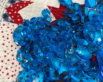 vintage Blue chandelier Crystal lot,  1960s