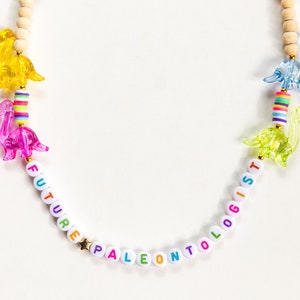 Future Paleontologist Necklace – Dinosaur STEM Gift – Custom Name Necklace for Girls – Birthday Gift – Kids Dino Science Jewelry