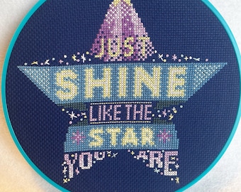 Just Shine Like The Star You Are- Instant Download PDF Cross Stitch Pattern Embroidery Chart