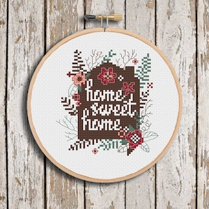 Home Sweet Home Cross Stitch Hoop
