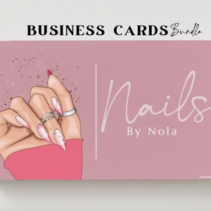 Bearbeitbare Nail Tech Visitenkarte Vorlage, Nägel Visitenkarte mit QR Code, druckbare Nageltechniker Visitenkarten, Beauty Salon Design