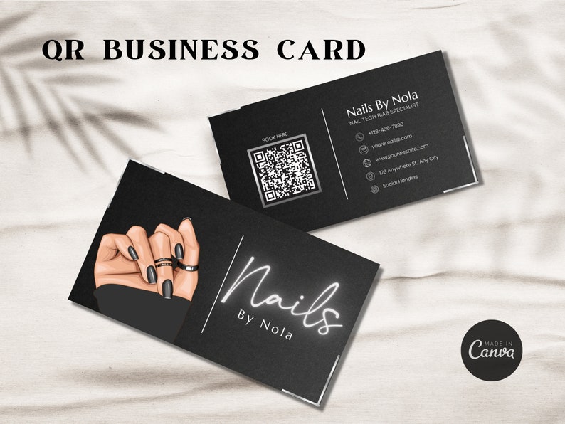 Editable Nail Tech Business Card Template Nails Business Card Etsy
