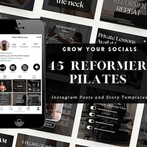Reformer Pilates Instagram Post Templates, Pilates Coach Social Media, Pilates Studio Templates Posts, Instagram Influencer, Wellness Canva