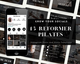 Reformer Pilates Instagram Post Templates, Pilates Coach Social Media, Pilates Studio Templates Posts, Instagram Influencer, Wellness Canva