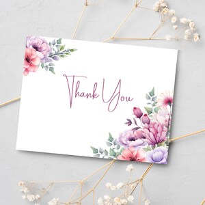Dankeskarte, Wildblume Dankeschön, Blumen Dankeschön, Dusche Dankeschön, Hochzeit Dankeschön, Aquarell Karte, printable Vorlage