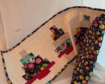 Special Quilted Happy Birthday Table Runner - aprox. 46" x 13.5"