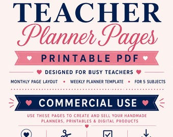 Storybook Teacher Planner Pages Printable PDF | Commercial Use Little Golden Book Teacher Planner Download