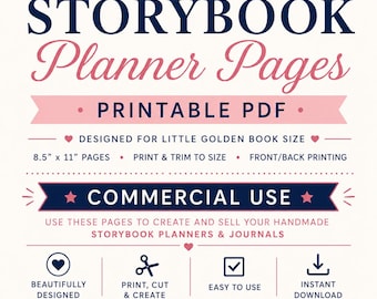 Storybook Planner Pages Printable PDF | Commercial Use Little Golden Book Planner Download