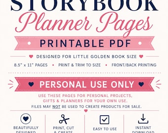 Storybook Planner Pages Printable PDF | Personal Use Little Golden Book Planner Download