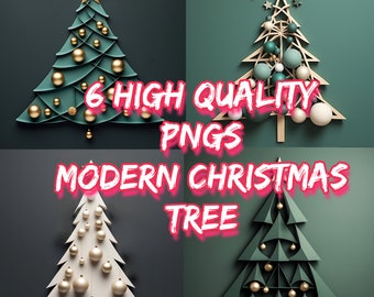 Modern Christmas Trees Clip Art Collection-antique winter holiday clip art in PNG format instant download for commercial use