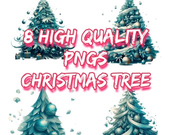 Christmas Trees Clip Art Collection-antique winter holiday clip art in PNG format instant download for commercial use