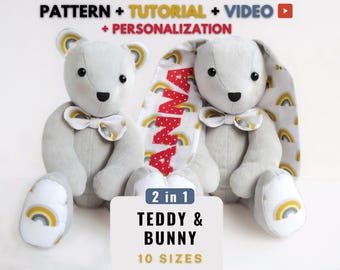 Memory Bear & Bunny Sewing Pattern: DIY Keepsake (PDF)