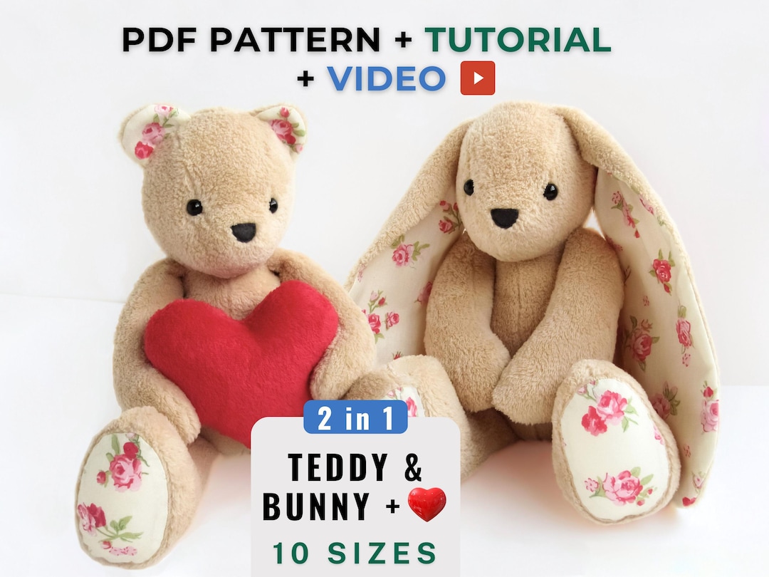 Memory Bear Pattern PDF Teddy Bear Sewing Pattern & Video Stuffed ...