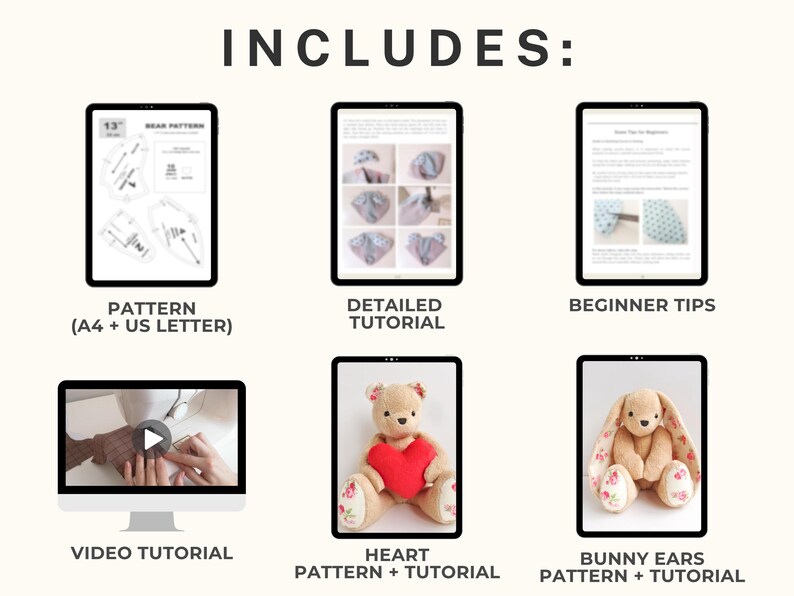 Memory Bear Pattern PDF Teddy Bear Sewing Pattern & Video Stuffed ...