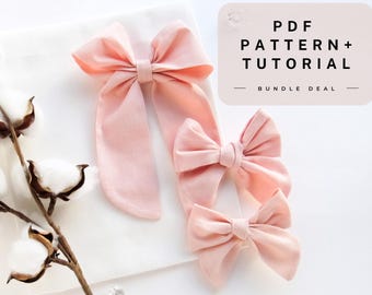 Bow Sewing Pattern , DIY Sailor & Pinwheel Bows (PDF Download)